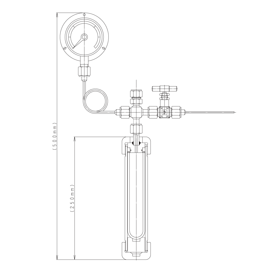 高圧反応容器 ハイパーグラスシリンダー 狭口（スペーサー付・無し）